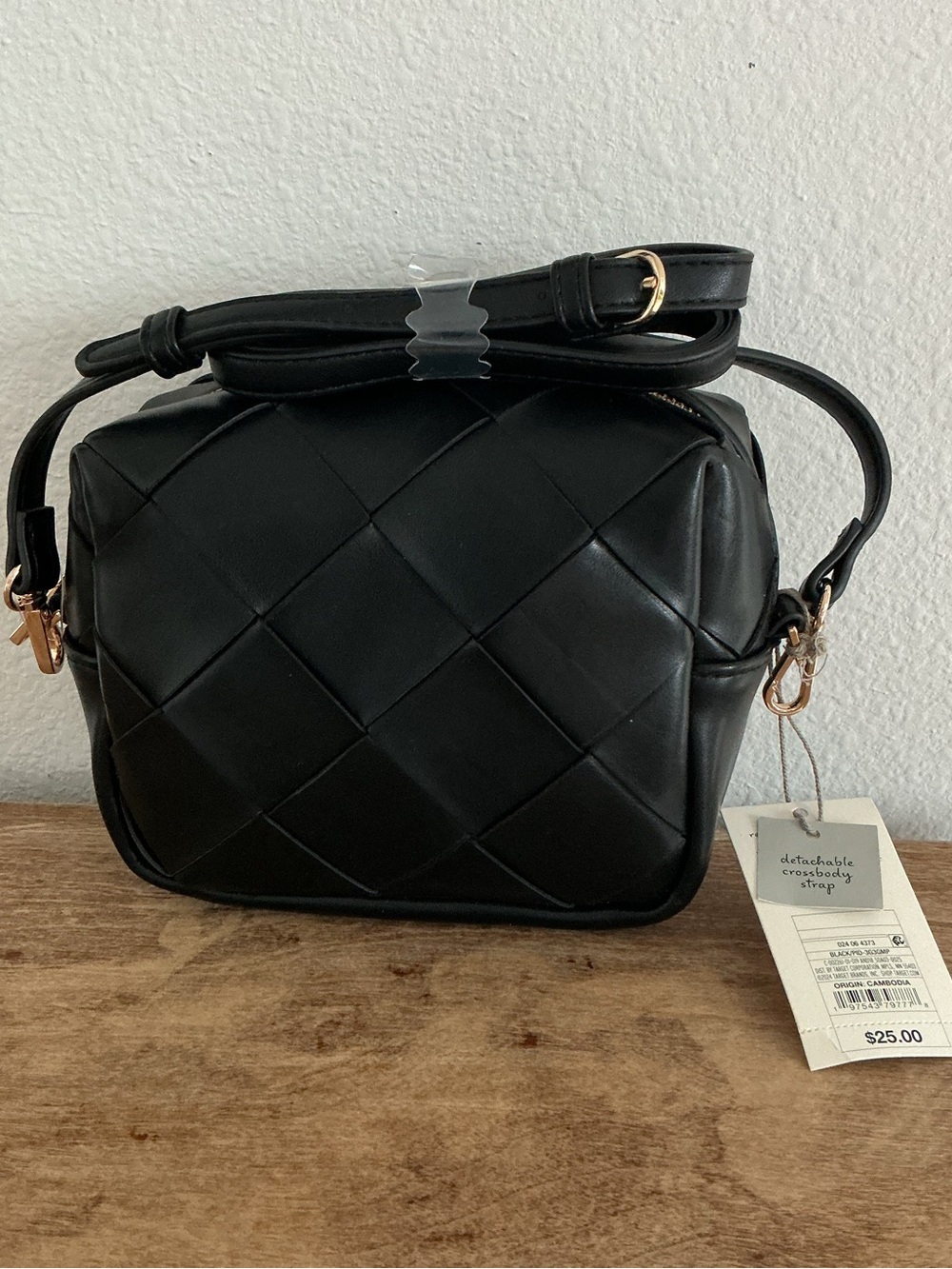 a new day Black Quilted Crossbody with Detachable Strap